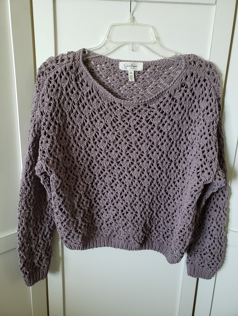 Jessica Simpson Open Knit Cropped Pullover Swrater Size XS